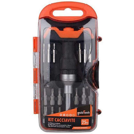 Kit cacciavite a cricchetto con impugnatura a T inserti intercambiabili 25  pezzi 3 modalità magnetico phillips