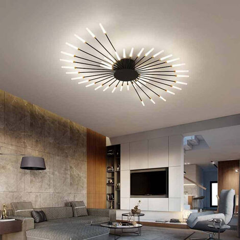 Plafoniera a led ultra moderna 21 watt lampada da soffitto a raggi  lampadario in metallo nero luce fredda 6500k