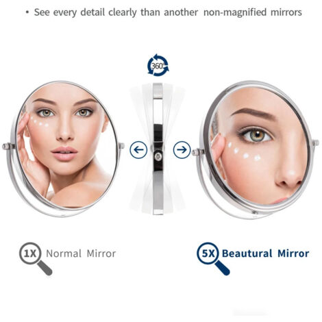 Specchio Da Trucco Con Zoom Regolabile - &Oslash;17 Cm Acciaio Cromato