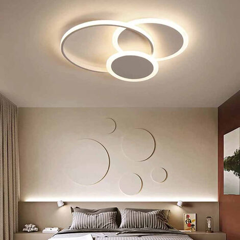 Plafoniera led moderna 37 watt lampada da soffitto 3 cerchi lampadario  metallo bianco luce calda 3000k