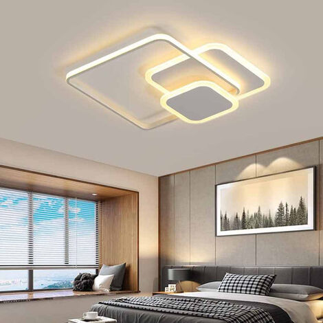 Plafonnier LED Moderne Rectangulaire – Métal Blanc – 3 Lumières – Small