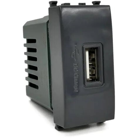 Modulo presa USB da muro per placca cassetta 503 compatibile con Vimar  Plana 5V nero