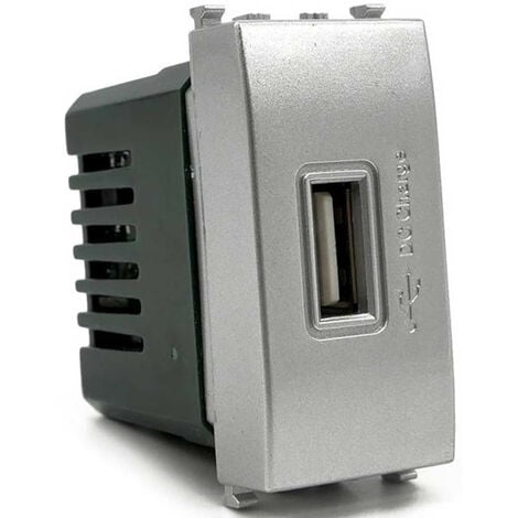 Modulo presa USB da muro per placca cassetta 503 compatibile con Vimar  Plana 5V silver