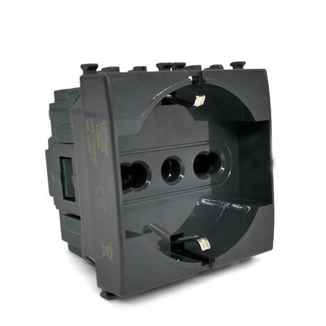 Presa schuko 16A compatibile con vimar plana prese spina 2P presa elettrica a muro spina nero