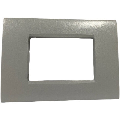 Placchetta per interruttore in metallo a 3 posti grigio pietra cassetta 503 compatibile con living air supporto cover (1/2)
