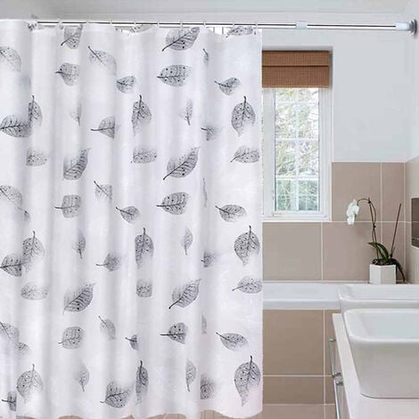 Tenda moderna per doccia vasca da bagno impermeabile pvc 12 ganci decorata  con foglie 240x200 cm