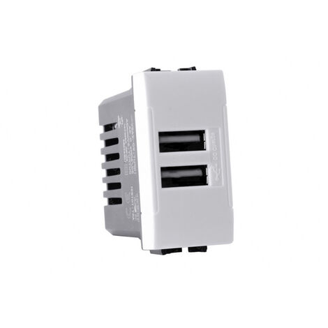 Modulo presa doppia USB da muro per placca cassetta 503 compatibile con living light international air 5V 2 Usb bianco