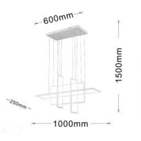 Lampadario led sospensione geometrico 98 watt 4 rettangoli moderno lampada da soffitto 7840Lm luce calda 3000K