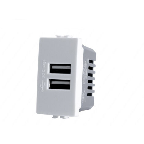 Modulo presa doppia USB da muro per placca cassetta 503 compatibile con matix 5V 2 Usb bianco (1/3)