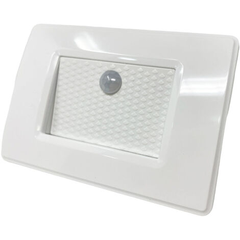 Faretto segnapassi con placca bianca da muro con sensore di movimento pir 1,3 watt per cassetta 503 luce naturale 4000k
