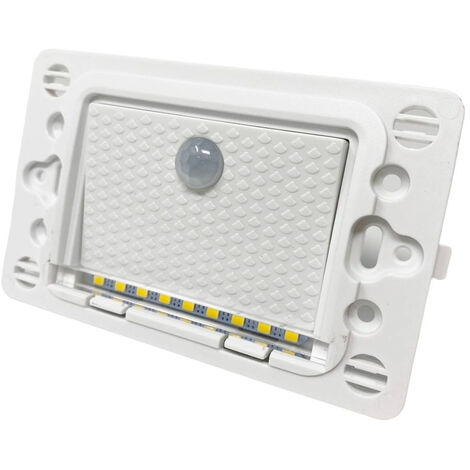 Faretto segnapassi con placca bianca da muro con sensore di movimento pir 1,3 watt per cassetta 503 luce fredda 6500k