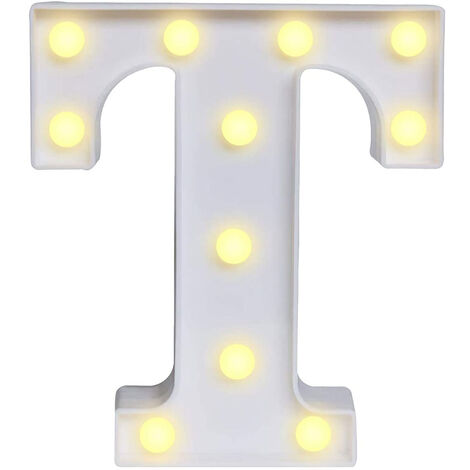 Lettere luminose a led alfabeto T luminoso per decorazione casa compleanni nozze festa bar eventi luce calda