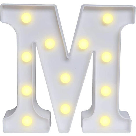 Lettere luminose a led alfabeto M luminoso per decorazione casa compleanni nozze festa bar eventi luce calda