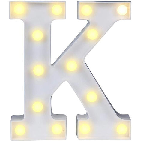 Lettere luminose a led alfabeto K luminoso per decorazione casa compleanni nozze festa bar eventi luce calda