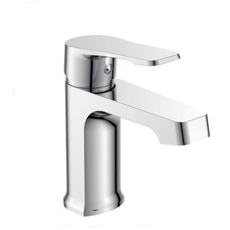 Rubinetto per bagno miscelatore orientabile quadrato lavabo ottone cromato lucido (1/3)