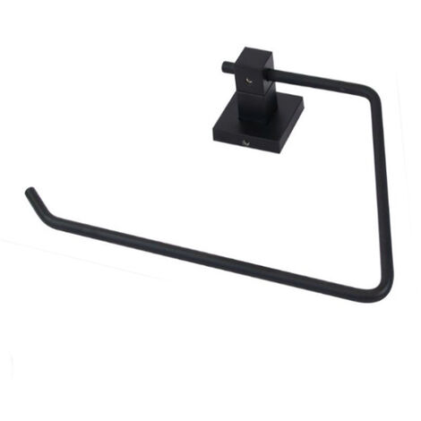 Porta asciugamano ad anello aperto da muro in acciaio nero fissaggio con viti o senza viti porta asciugamani arredo bagno (1/2)
