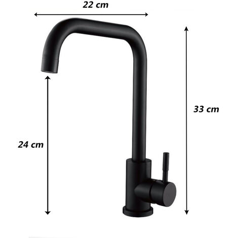 Rubinetto Cucina A Canna Alta Quadrata Vetrineinrete® - Beccuccio Orientabile, Bianco, Con 2 Flessibili