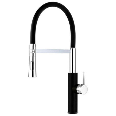 Rubinetto con doccetta in silicone a canna alta miscelatore in da cucina 2 modalità di getto acciaio nero (1/5)