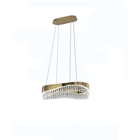 Lampadario led a sospensione oro 35 watt con cristalli in acrilico contemporaneo luce bianca fredda 6500k