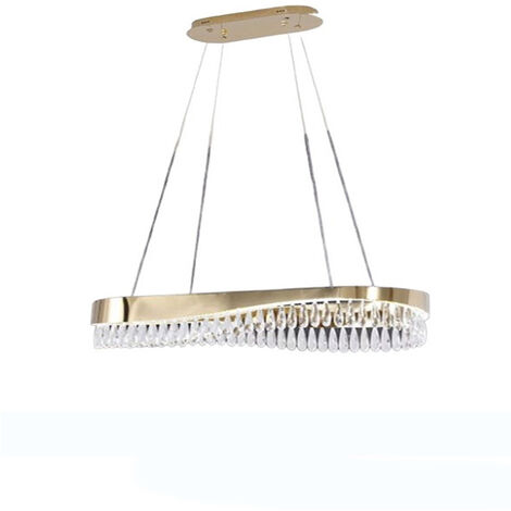 Lampadario led a sospensione oro 45 watt con cristalli in acrilico contemporaneo luce bianca fredda 6500k