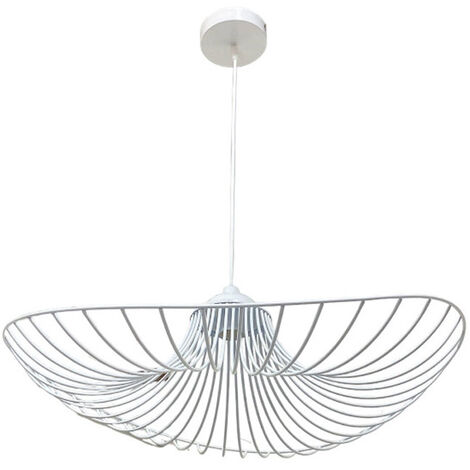 Lampadario A Sospensione E27 Ferro Paralume Moderno Contemporaneo Campana Bianco 33313 - Foto 4