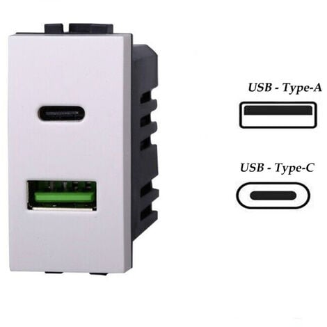 Presa quintupla con interruttore di sicurezza e USB bianco