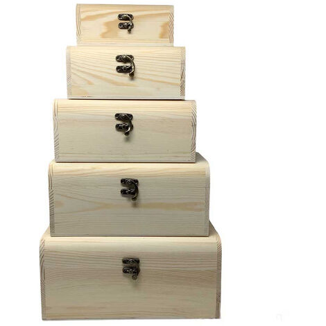 Scatole in legno baule set 5 pezzi decoro per decoupage portagioie  matrioska scatola cofanetto fai da te idea regalo porta oggetti