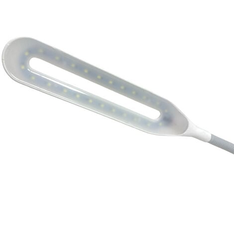 Lampada da scrivania a led 5 watt con pinza braccio flessibile orientabile  360° bianco