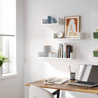 Mensola Da Parete A Zig Zag In Legno MDF Libreria Design Moderno Rovere Sbiancato 3 Ripiani Scaffale Fissaggio A Muro A Scomparsa Kit Incluso 60 X 12 Cm 64560195