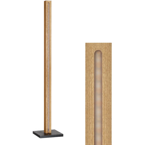 EDISHINE Lámpara de pie LED para salón regulable, madera, interruptor de pie
