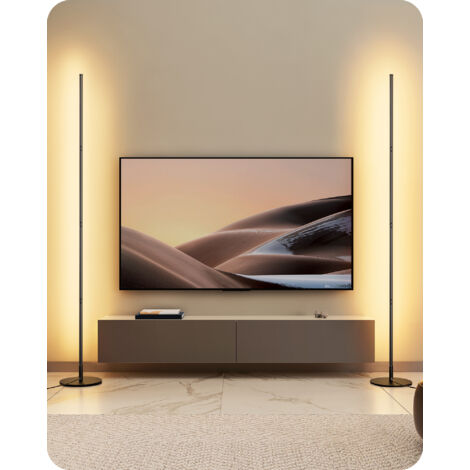 EDISHINE 2PCS Lámpara LED de pie con intensidad variable continua, 3000K luz blanca cálida, H146 cm, lámpara de pie de esquina con interruptor de pie, lámpara de ambiente moderno para dormitorio