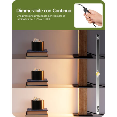 Lampada Da Comodino A LED, Dimmerabile, Touch, 3 Colori, 10 Luminosità - 3