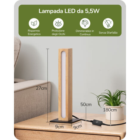 Lampada Da Comodino A LED, Dimmerabile, Touch, 3 Colori, 10 Luminosità - 4