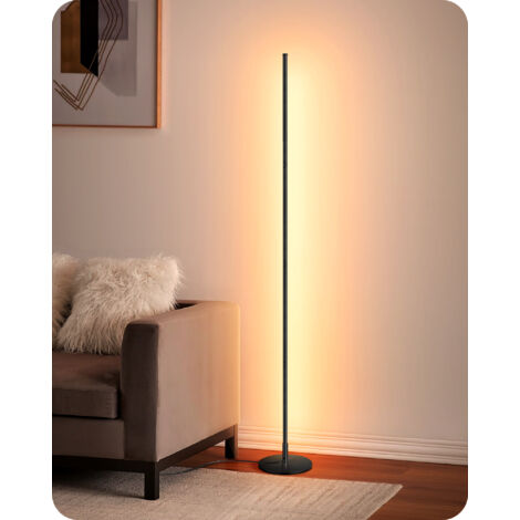 EDISHINE Lampada da terra a LED dimmerabile per salotto, 3000K bianco caldo, altezza 146 cm, interruttore a pedale, lampada d’atmosfera moderna, nera