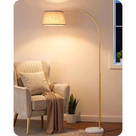 Lampada da soggiorno LED dimmerabile H143-176 cm – 3 temperature di colore – Lampada ad arco con testa girevole e struttura in metallo – Portalampada E27 con lampadina LED 9W inclusa
