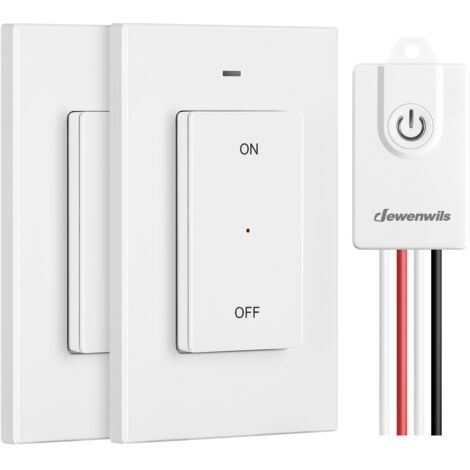DEWENWILS Funk Lichtschalter Set 3000W, 2 × Funksender, kabellos, 30 m Reichweite, Weiß