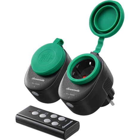 DEWENWILS Funksteckdosen 2er-Set, IP44 Wasserdicht, Fernbedienung, 3680W 16A
