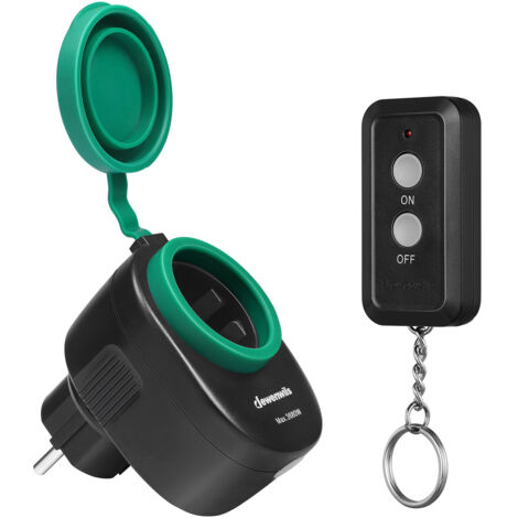 DEWENWILS Funksteckdose Outdoor mit Fernbedienung, IP44 Wasserdicht, 16A 3680W, Schwarz