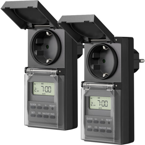 DEWENWILS Digitale Zeitschaltuhr Outdoor IP44, 20 Programme, 16A 3680W, 2er-Pack