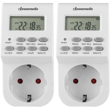 DEWENWILS Digitale Zeitschaltuhr mit 20 Schaltprogrammen, 16A 3680W, 2er-Pack, LCD-Anzeige