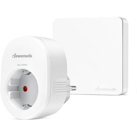 DEWENWILS Funksteckdose mit Fernbedienung, 3680W, 30M Reichweite, Plug-In Ein/Aus Funk-Wandschalter, Weiß