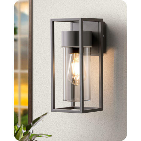 EDISHINE Wandleuchte innen & aussen, Wandlampe mit E27 Lampe, IP44 Wasserdicht, Wandbeleuchtung für Hauswand, Terrassenbeleuchtung, ohne Leuchtmittel, Anthrazite