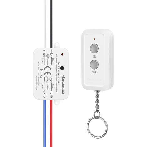 DEWENWILS Funkschalter, Funk-Wandsender 230V, 2300W, Wandschalter mit Sender, 30M Reichweite, Kabellos Funk Lichtschalter Set für Lampe, Keine Verkabelung Erforderlich, Weiß