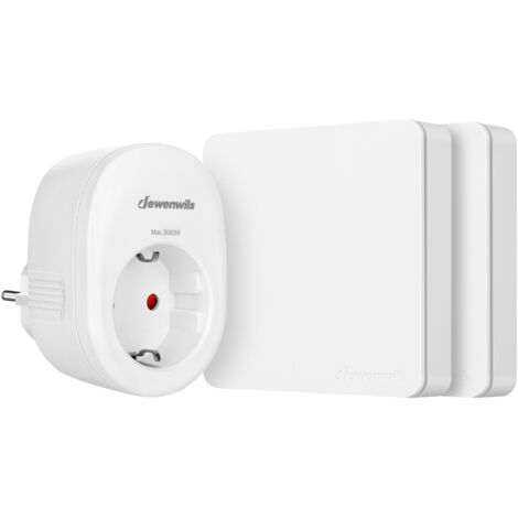 DEWENWILS Funksteckdosen mit Fernbedienung, 16A 3680W, 30M Reichweite, 2 Wandschalter, Plug-In Ein/Aus Funk-Wandschalter, Erweiterbarer Lichtschalter für Feiertagsdeko, Weiß