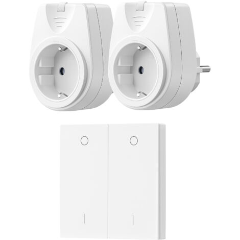DEWENWILS Funksteckdosen mit Fernbedienung, 16A, 3500W, Plug-In Ein/Aus Funk-Wandschalter, 30M Reichweite, Kein Kabel Erforderlich, Erweiterbarer Lichtschalter für Feiertagsdeko, 30M Reichweite, Weiß