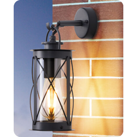 EDISHINE Wandleuchte Außen/Innen, Wandlampe mit Aluminiumrahmen und E27-Fassung, IP44 wasserdicht, Retro Wandbeleuchtung für Café, Bar, Terrasse und Hof, ohne Leuchtmittel, Anthrazit