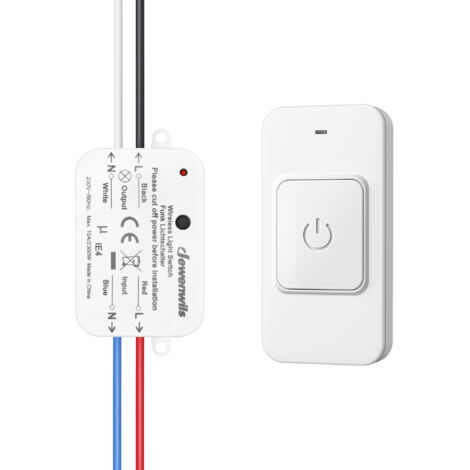 DEWENWILS Funk-Lichtschalter Set 230 V, magnetischer Funkschalter mit Empfänger, drahtlos, Reichweite bis 30 m, erweiterbar, Schalter für Lampen und Ventilatoren bis 2300 W, 1 Sender