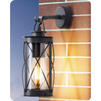 EDISHINE Wandleuchte Außen/Innen, Wandlampe mit Aluminiumrahmen und E27-Fassung, IP44 wasserdicht, Retro Wandbeleuchtung für Café, Bar, Terrasse und Hof, ohne Leuchtmittel, Anthrazit