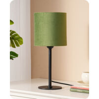 EDISHINE Nachttischlampe, moderne Tischlampe mit schwarzem Metallsockel und grünem Samt-Lampenschirm, inkl. 2700K LED Leuchtmittel, E27 Tischleuchte für Wohnzimmer, Schlafzimmer & Büro, 38cm