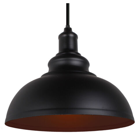Lámpara de Suspensión Industrial E27 Metal Hierro Lámpara Colgante para Sala de Estar Restaurante Negro
